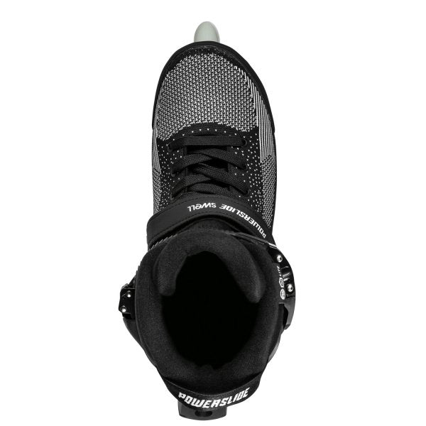 Powerslide Swell Lite Black 1OO Inline Skate view from the top of the skate looking into the boot